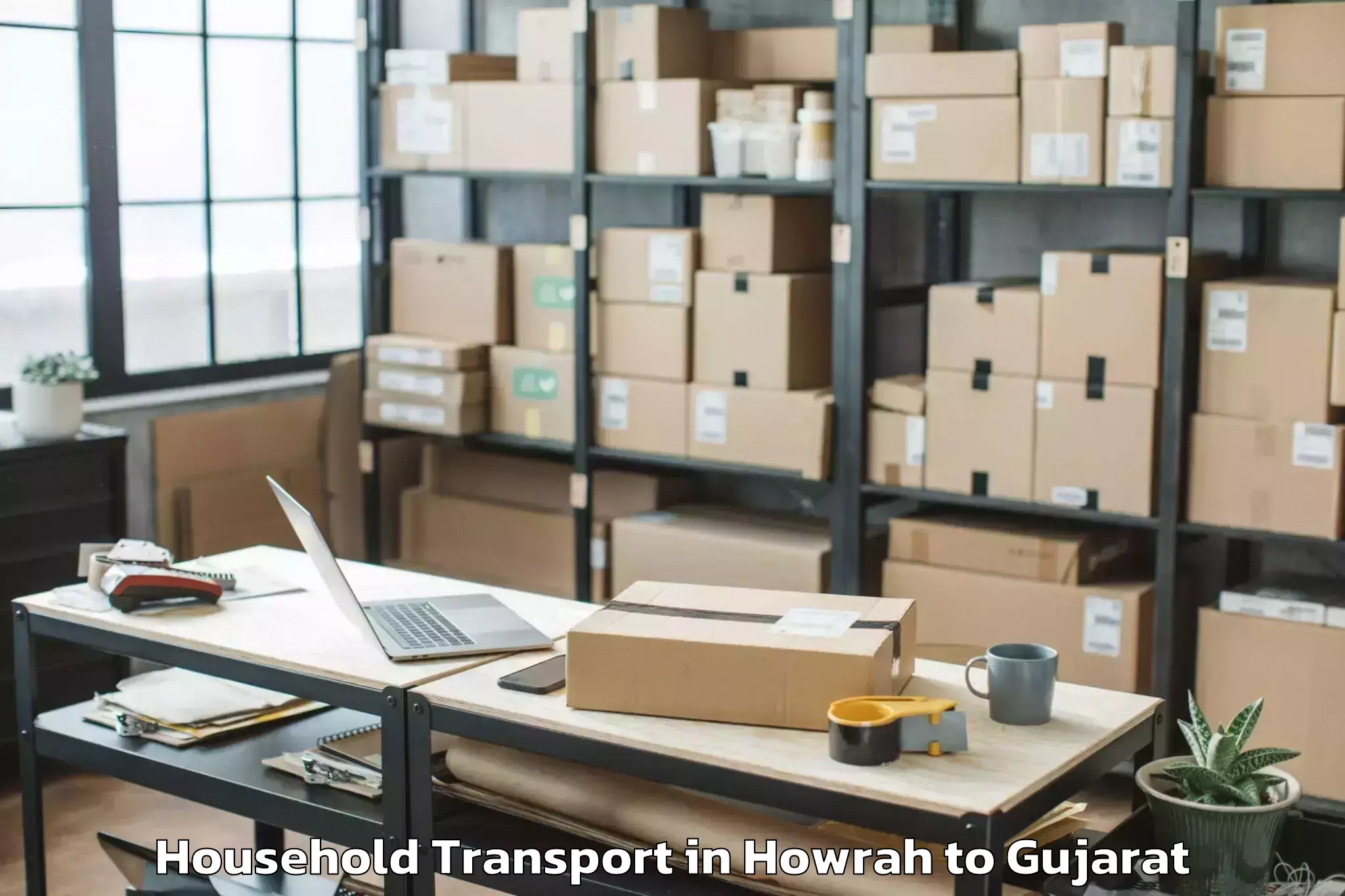 Book Howrah to Songadh Household Transport Online